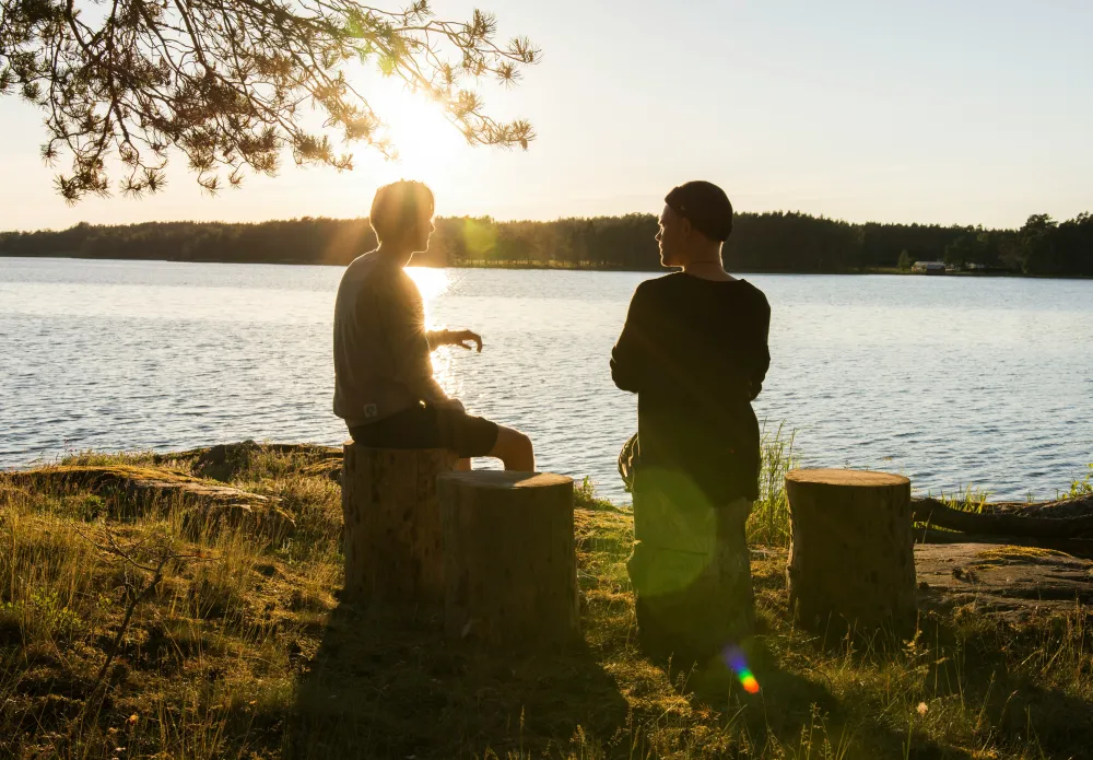 two people lake