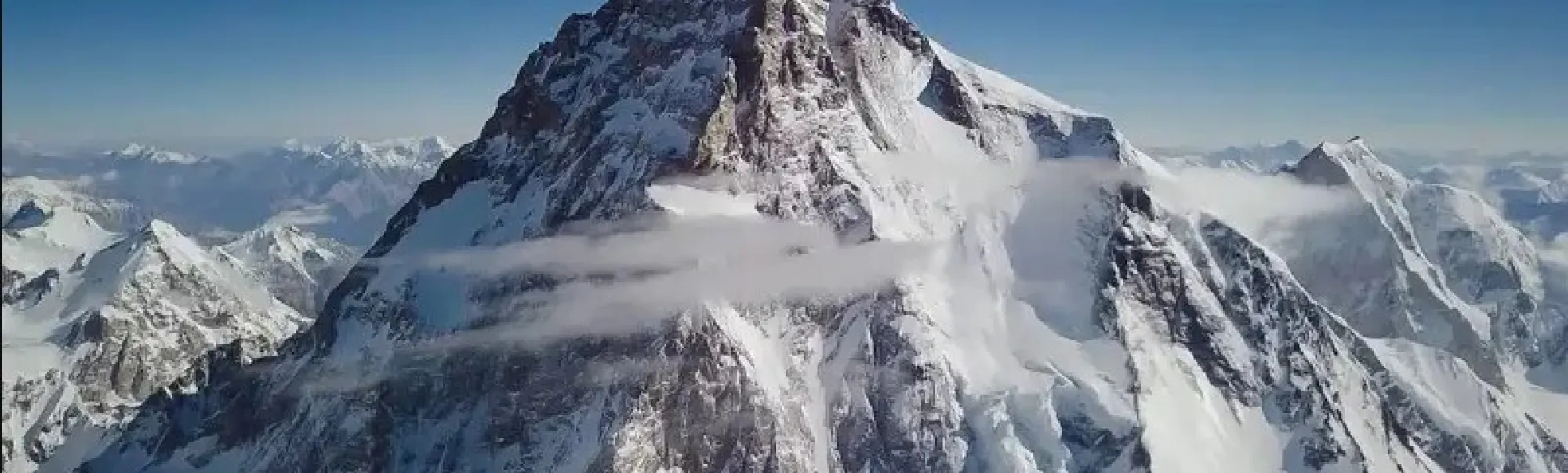 K2 mountain flying above