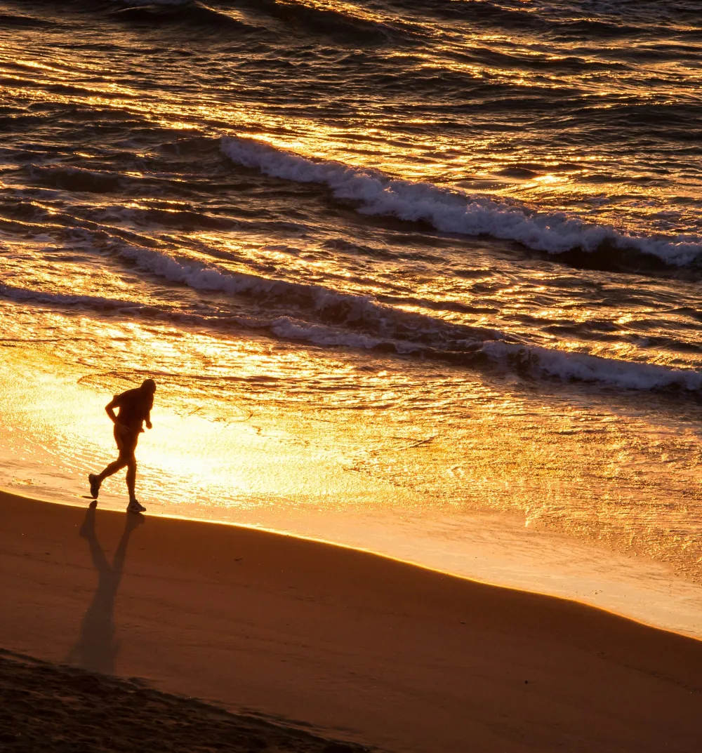 running on beach